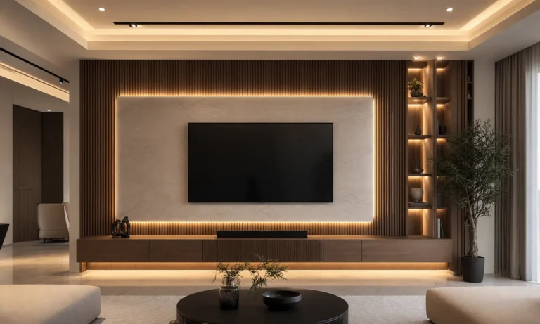 Luxury TV Wall Design Ideas with Wood Slat Panels