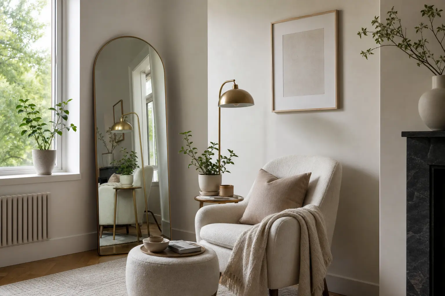 Cozy Reading Nook Ideas with Floor Mirrors