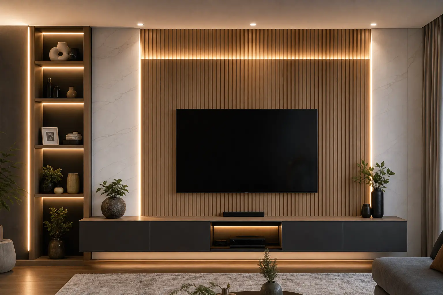 Modern Symmetrical TV Unit Ideas