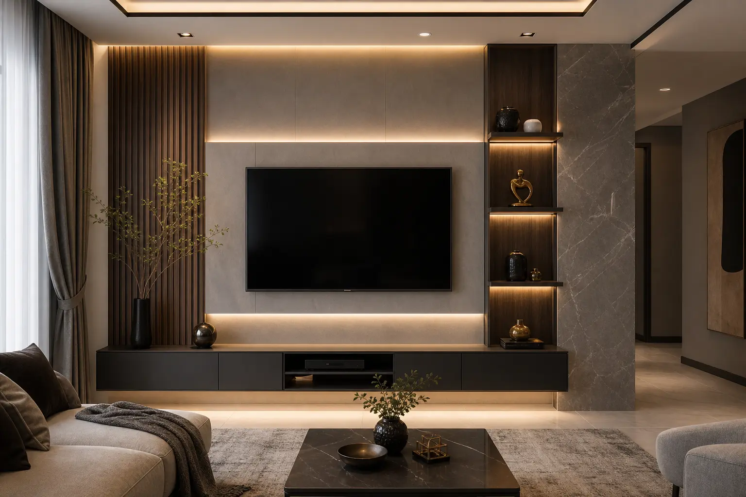Luxury Living Room TV Wall Panel Design Ideas