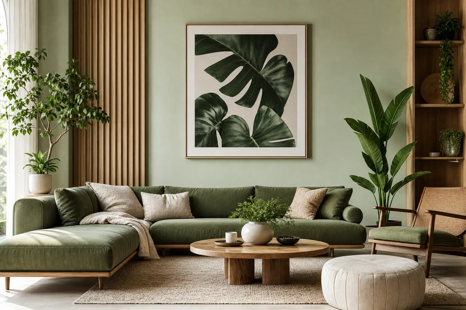 Modern Green Living Room Decor Ideas With Plants