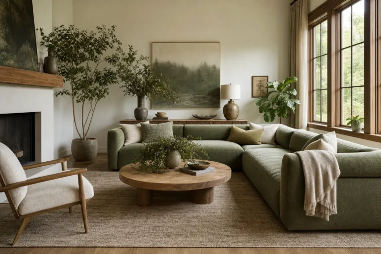 Green & Neutral Living Room Decor Ideas