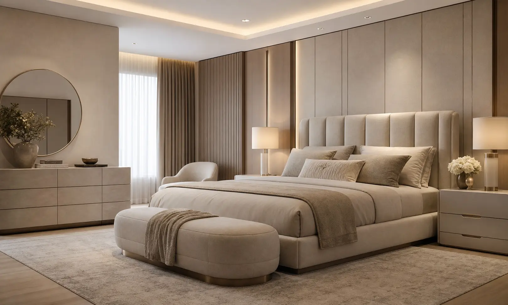 Modern Minimalist Beige Bedroom Design Ideas