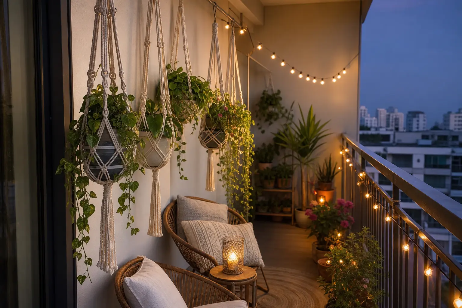 Boho Balcony Makeover Ideas with Plants