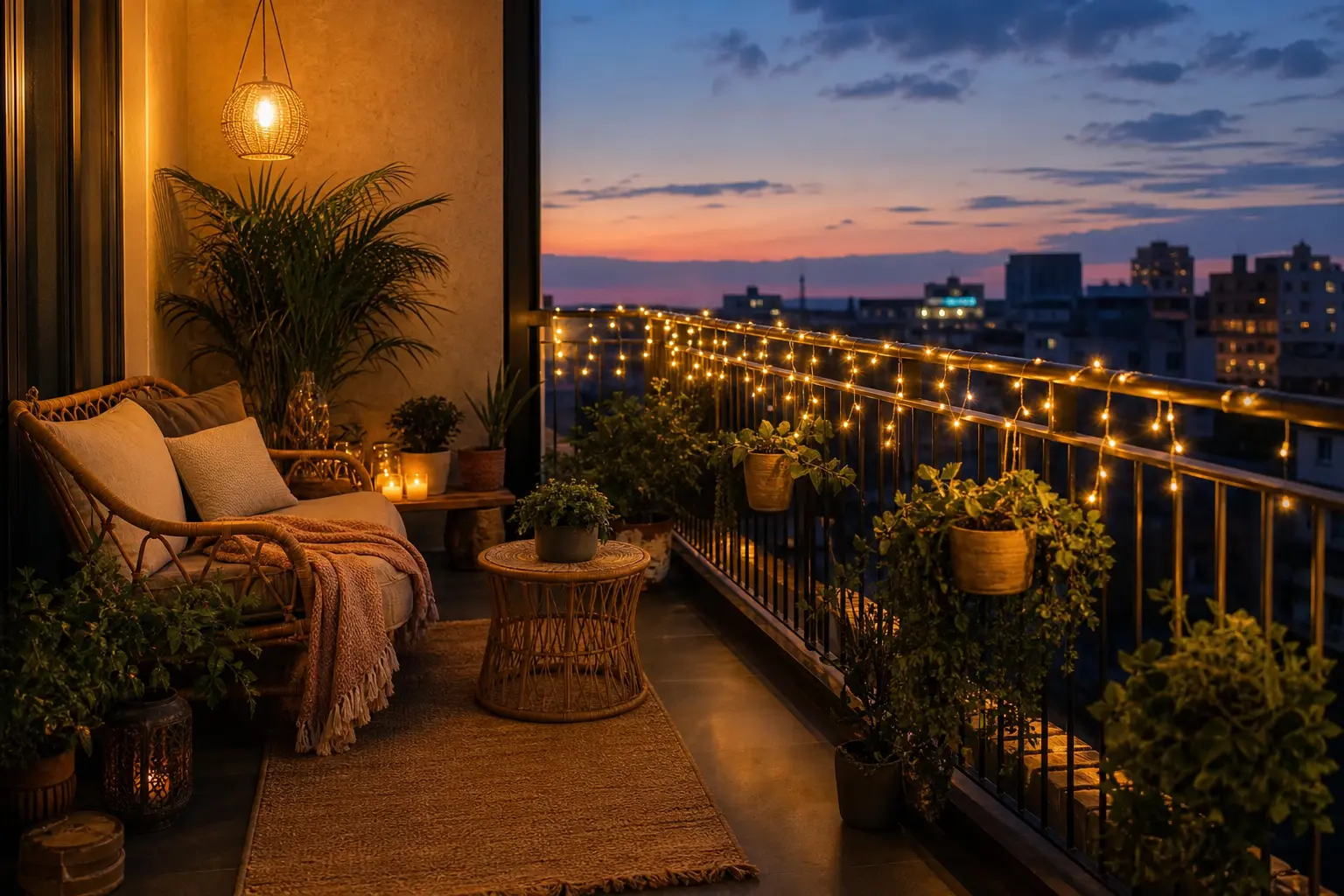 Boho Balcony Makeover Ideas with Plants