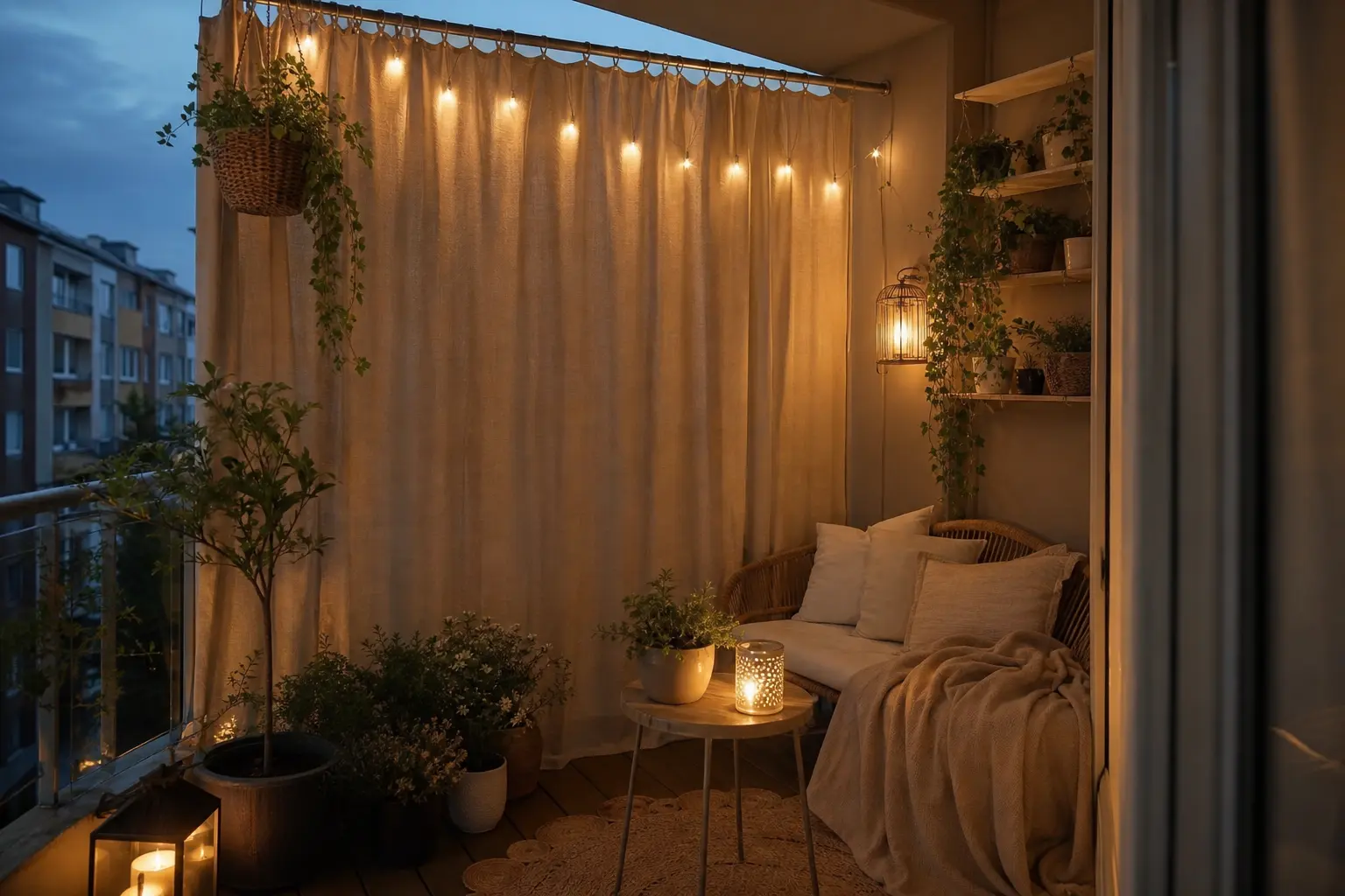 Cozy Small Apartment Balcony Decor Ideas with Plants