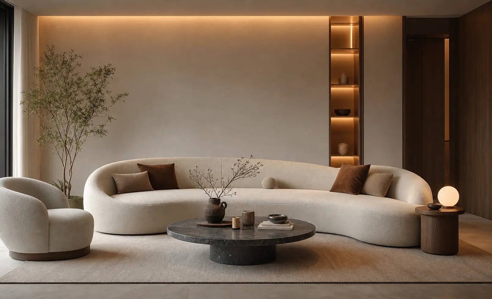 Modern Curved Sofa Living Room Design Ideas