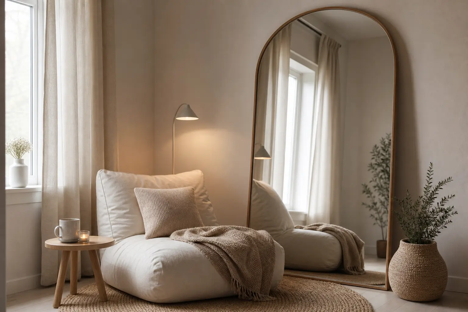 Cozy Reading Nook Ideas with Floor Mirrors