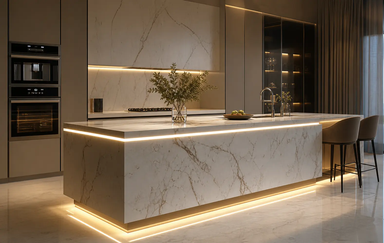Modern Luxury Kitchen Design Ideas with Marble Islands