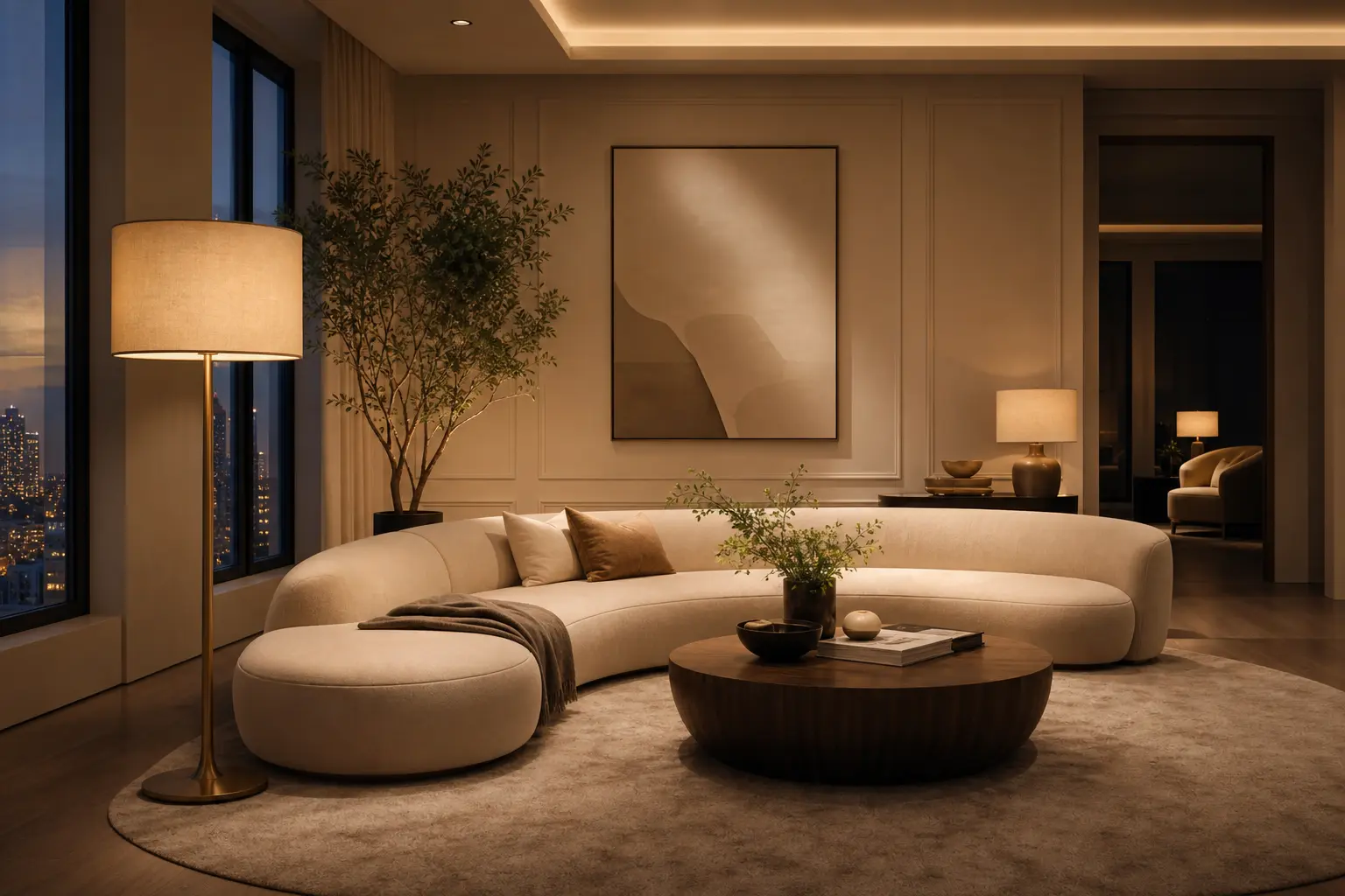 Modern Curved Sofa Living Room Design Ideas