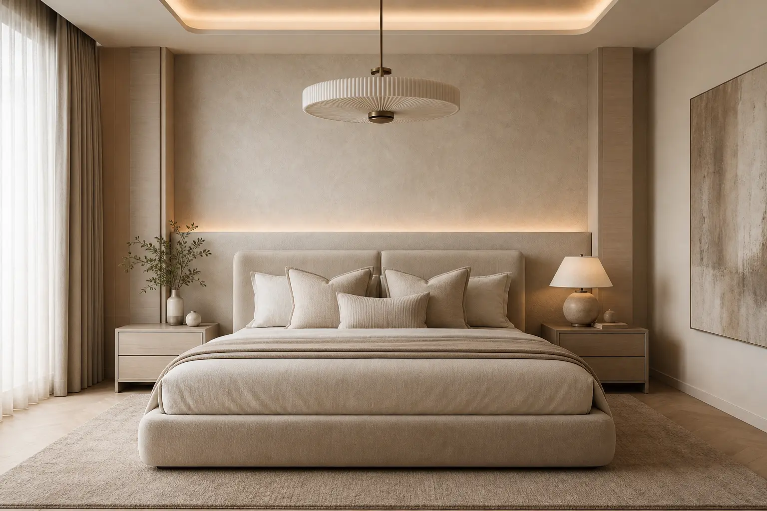 Modern Minimalist Beige Bedroom Design Ideas