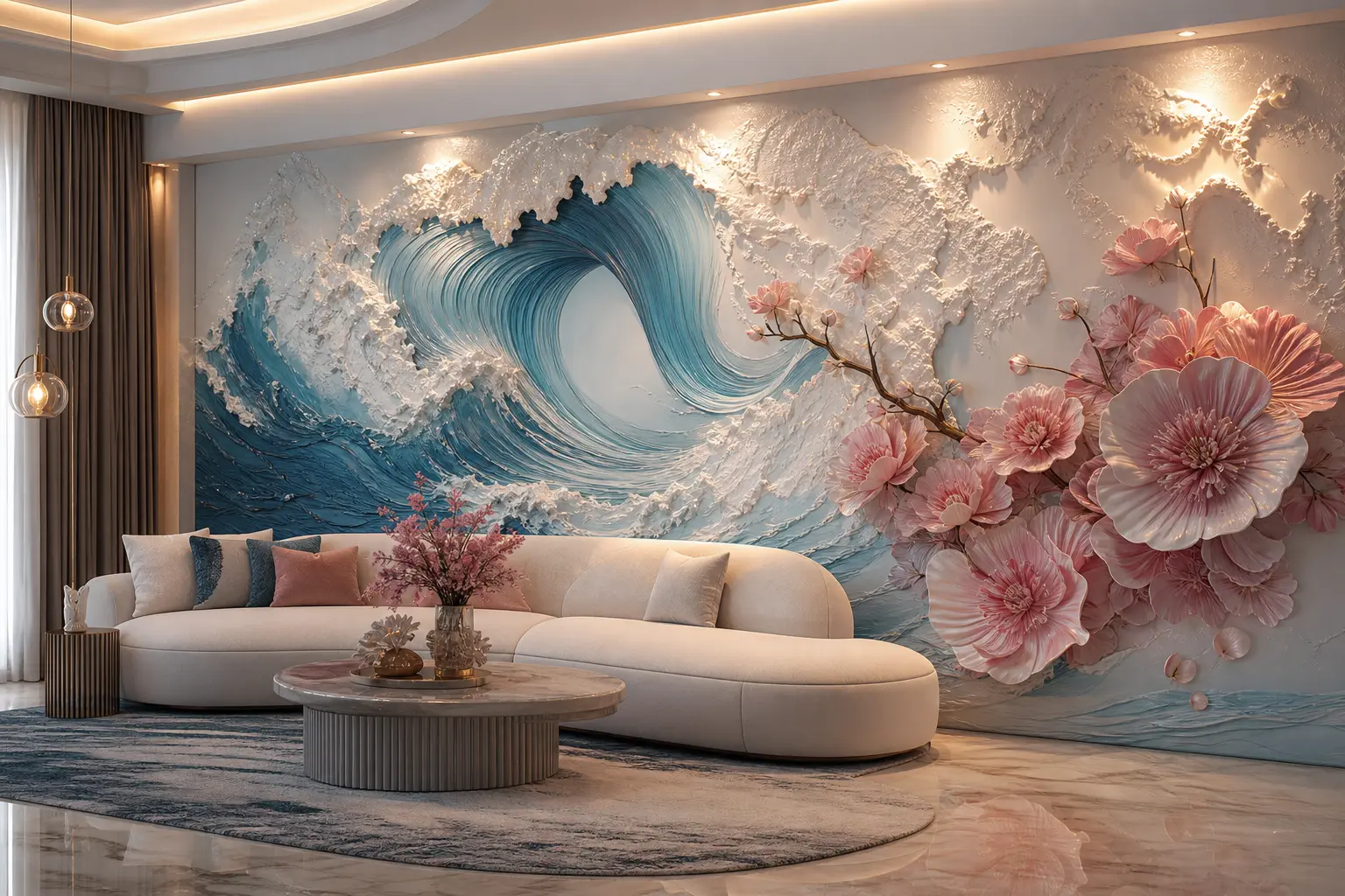 Luxury 3D Ocean Wave Wall Mural Ideas