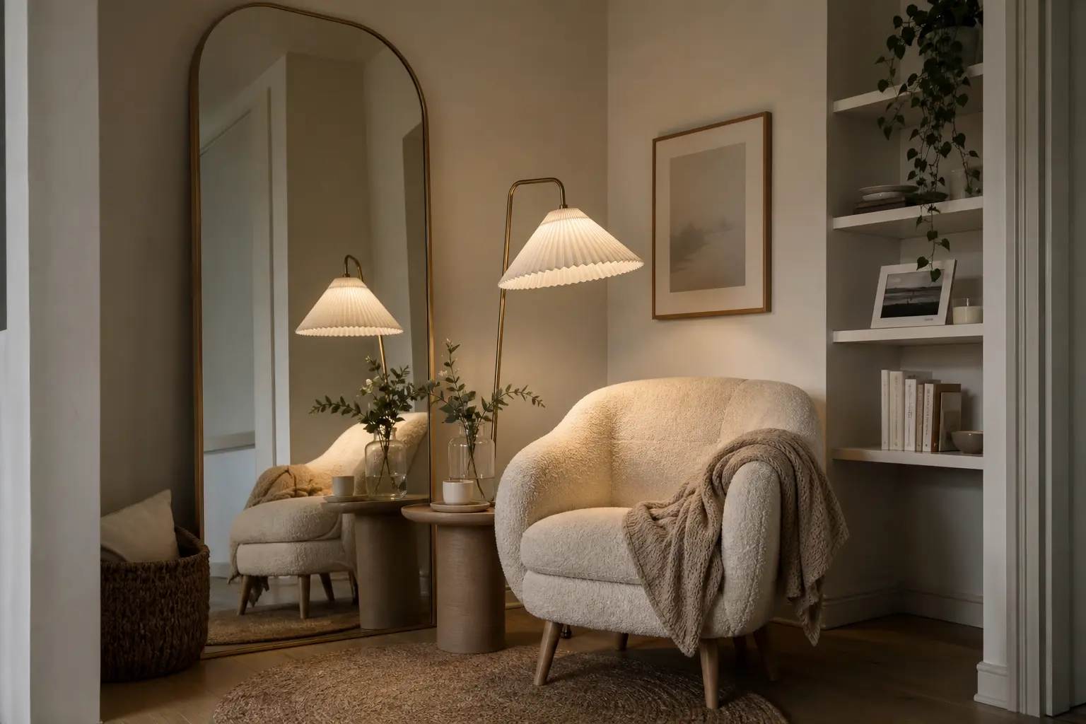 Cozy Reading Nook Ideas with Floor Mirrors