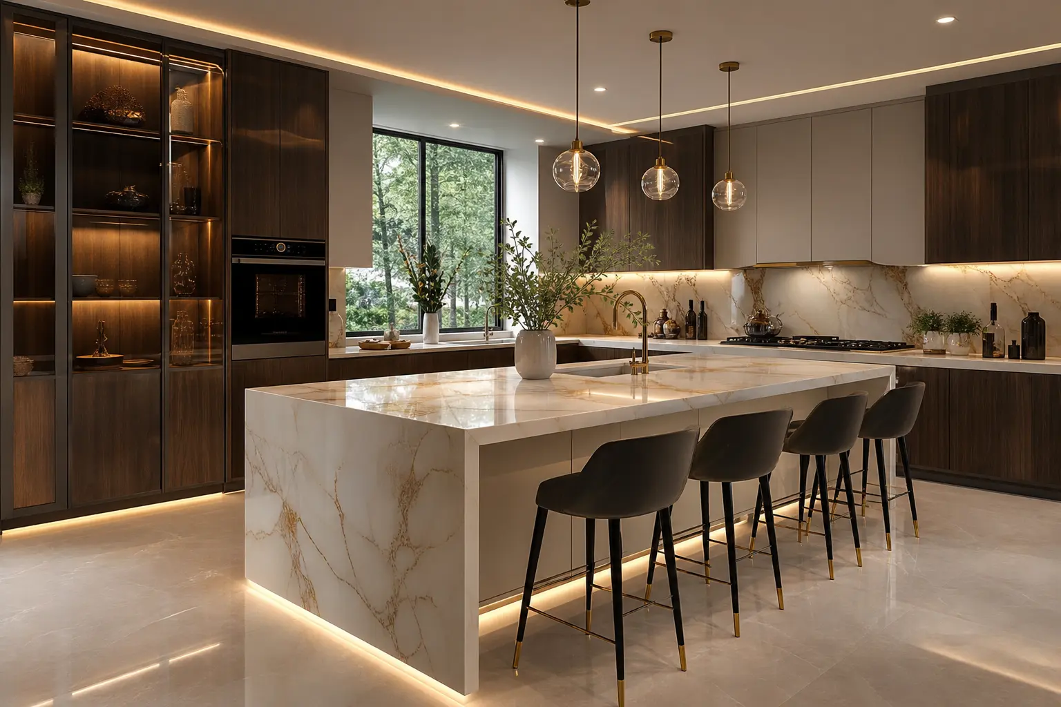 Modern Luxury Kitchen Design Ideas with Marble Islands