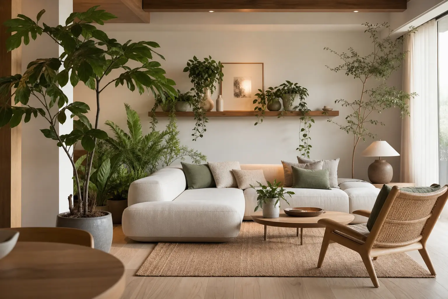 Modern Green Living Room Decor Ideas With Plants