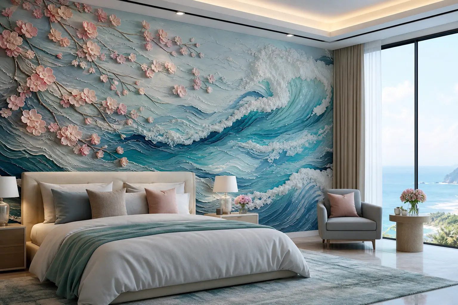 Luxury 3D Ocean Wave Wall Mural Ideas