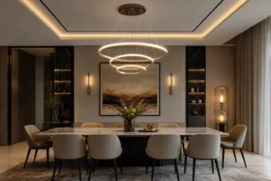 10 Modern Dining Room Chandelier Ideas with LED Ring Lights | Luxury Pendant Lighting Inspiration