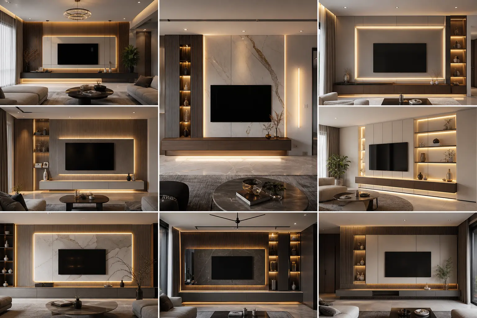 Luxury Living Room TV Wall Panel Design Ideas