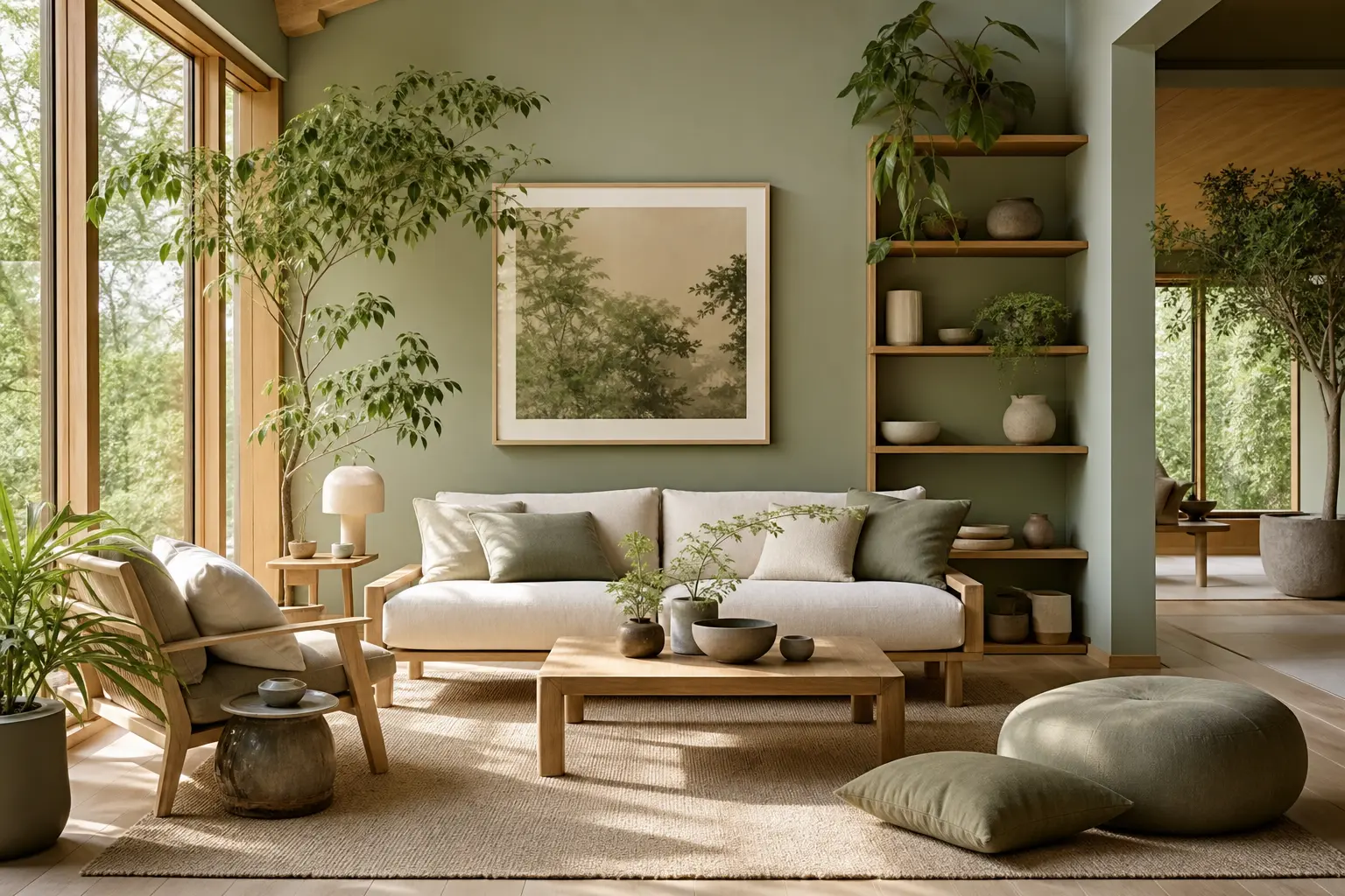 Modern Green Living Room Decor Ideas With Plants