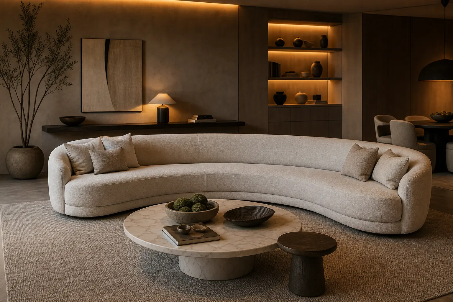 Modern Curved Sofa Living Room Design Ideas