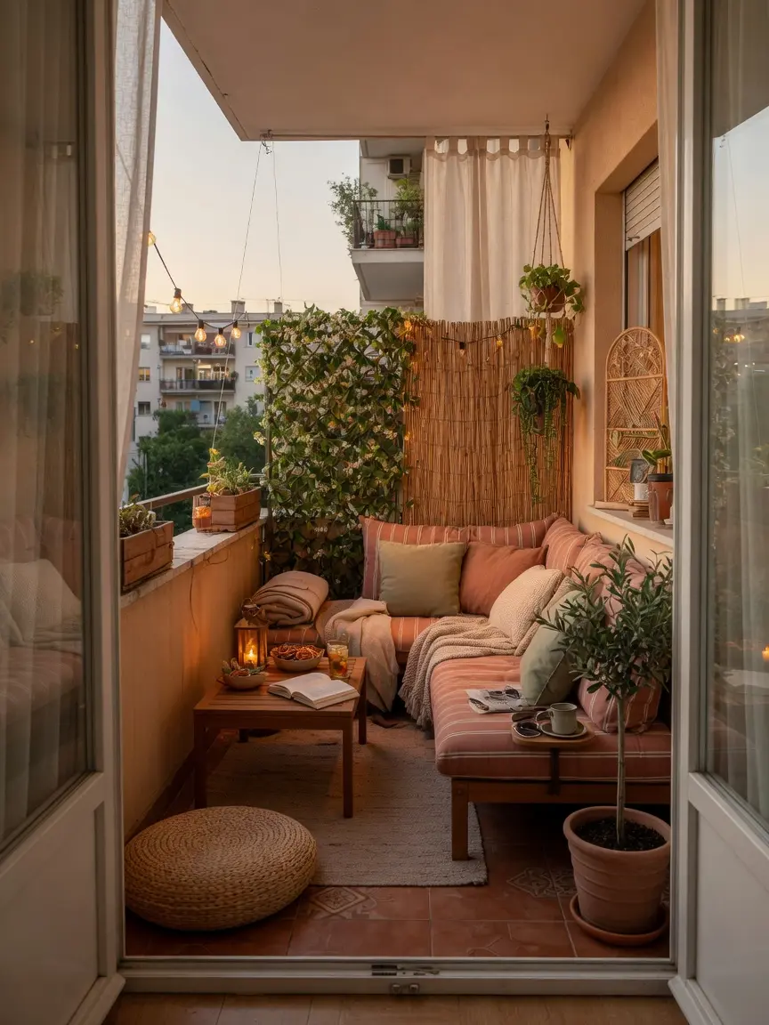 Cozy Small Apartment Balcony Ideas with Outdoor Sofas