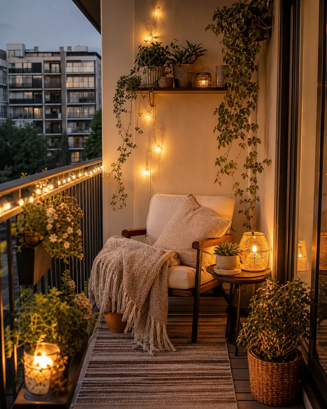 Cozy Small Apartment Balcony Decor Ideas with Plants