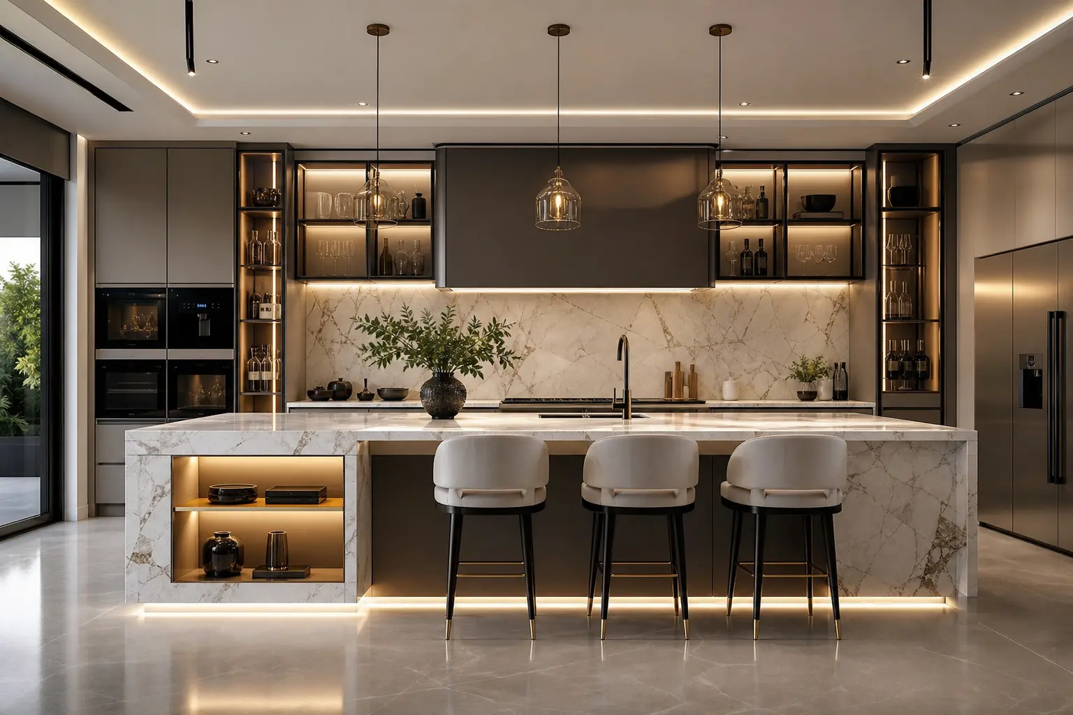 Modern Luxury Kitchen Design Ideas with Marble Islands