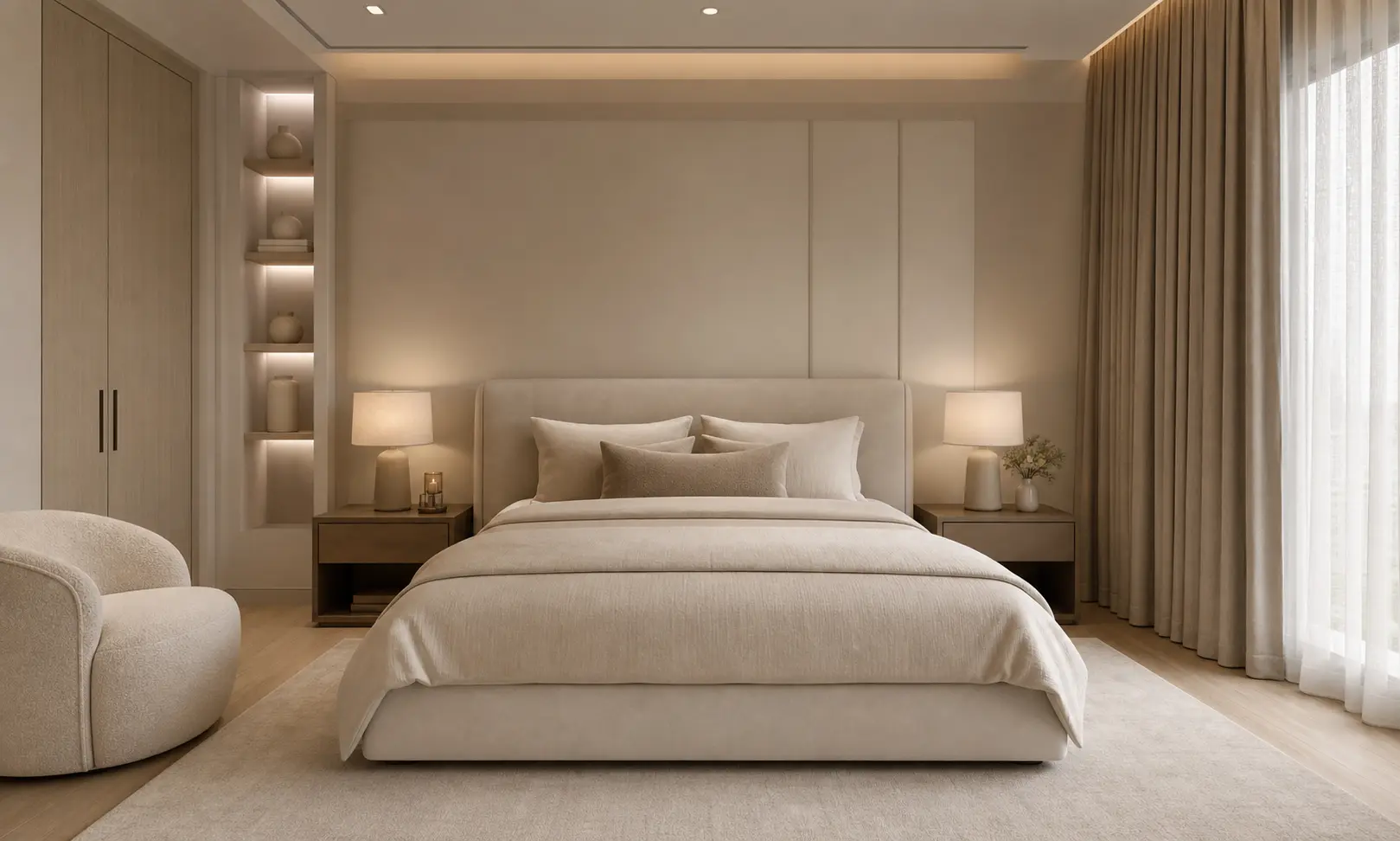 Modern Minimalist Beige Bedroom Design Ideas