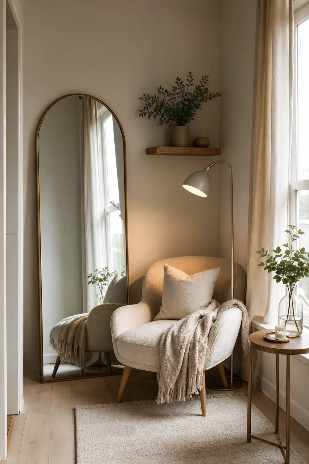 Cozy Reading Nook Ideas with Floor Mirrors