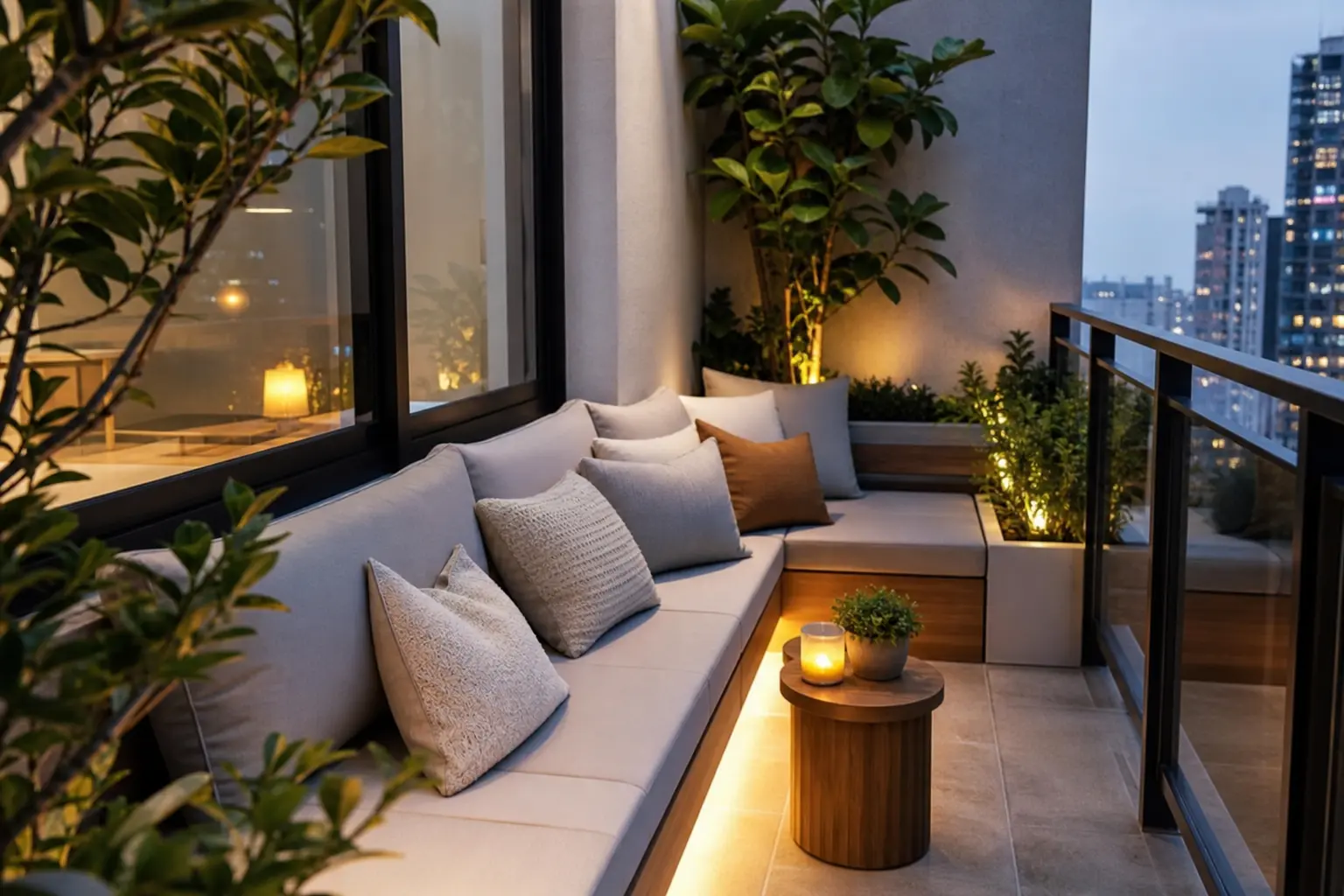 Cozy Small Apartment Balcony Ideas with Outdoor Sofas