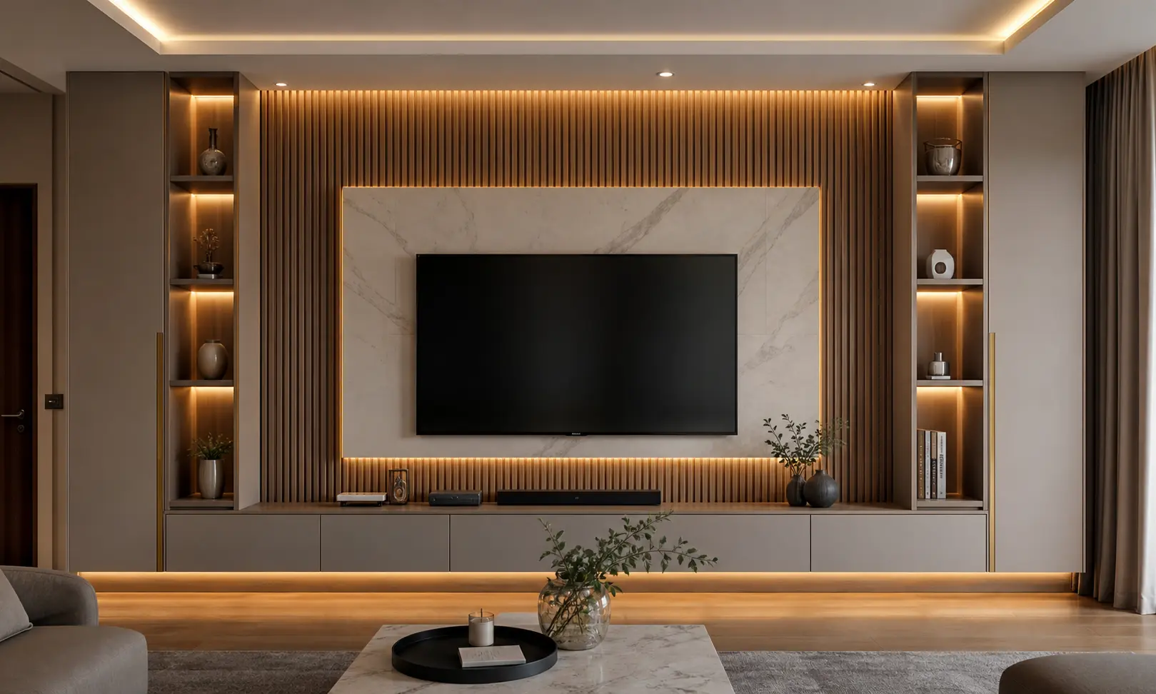 Modern Symmetrical TV Unit Ideas