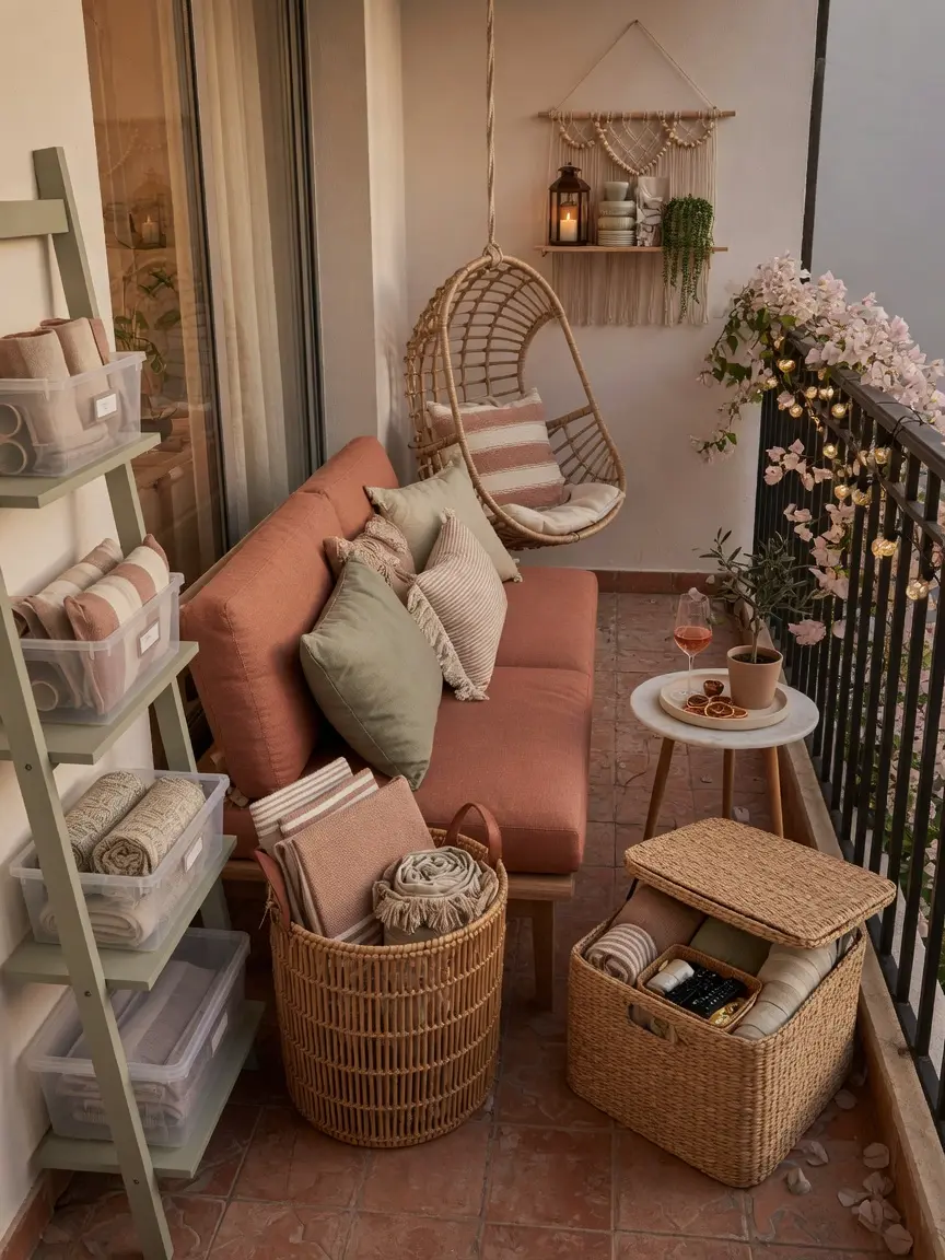 Cozy Small Apartment Balcony Ideas with Outdoor Sofas