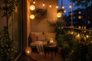 10 Small Apartment Balcony Decor Ideas with Plants & Lights | Cozy Balcony Makeover