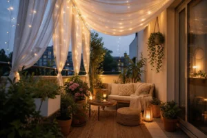 10 Boho Balcony Makeover Ideas with Plants & Fairy Lights