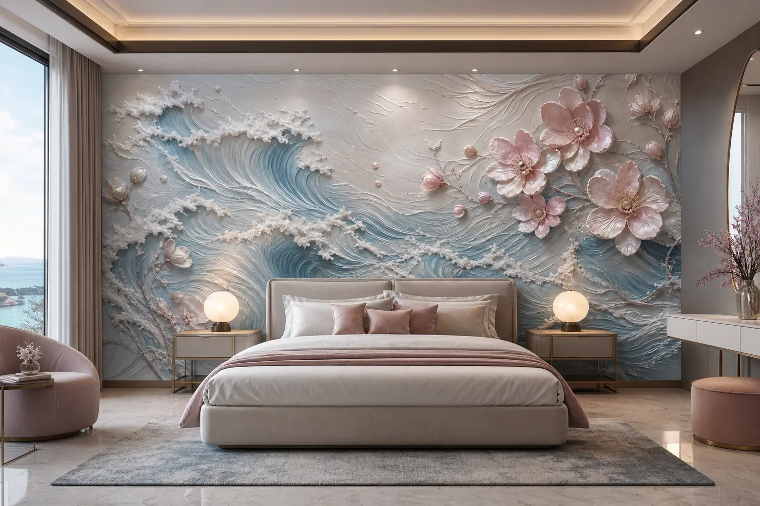 Luxury 3D Ocean Wave Wall Mural Ideas