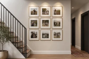 10 Modern Staircase Gallery Wall Ideas | Family Photo Frame Layout for Hallways