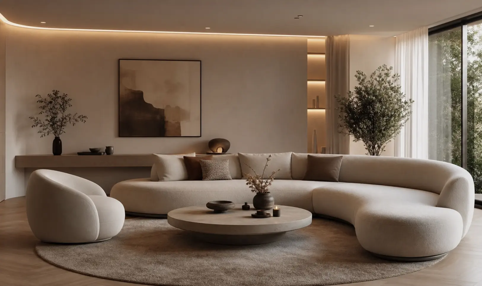 Modern Curved Sofa Living Room Design Ideas