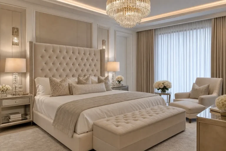 Luxury Neutral Bedroom Decor Ideas with Tufted Beds