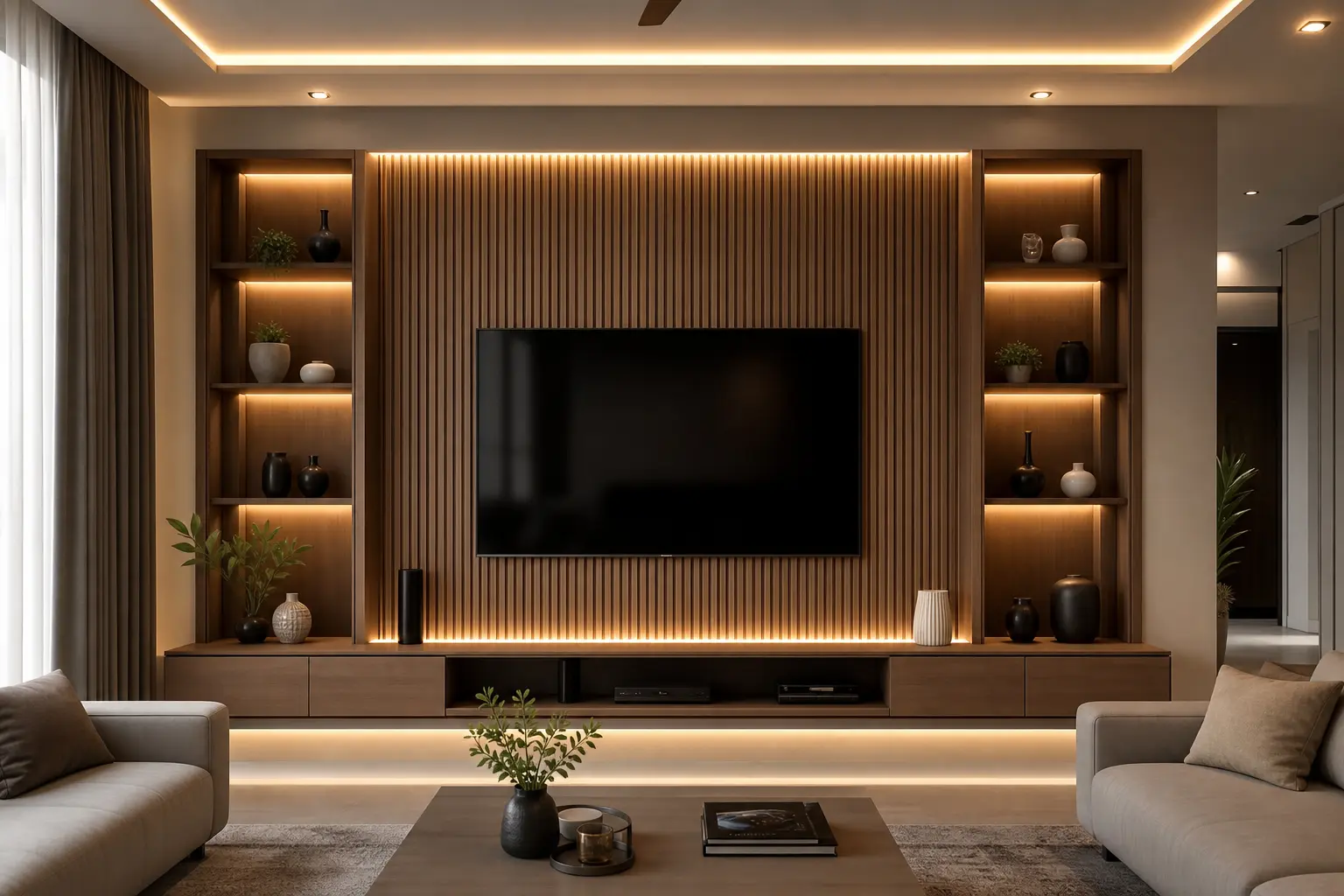 Modern Symmetrical TV Unit Ideas