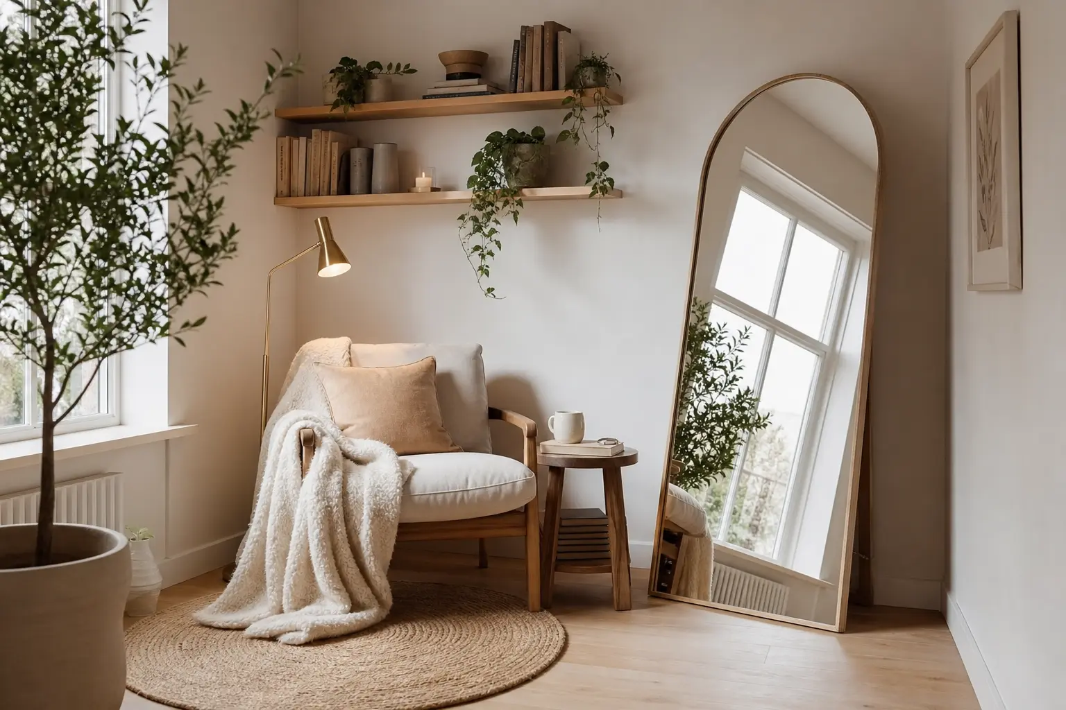 Cozy Reading Nook Ideas with Floor Mirrors