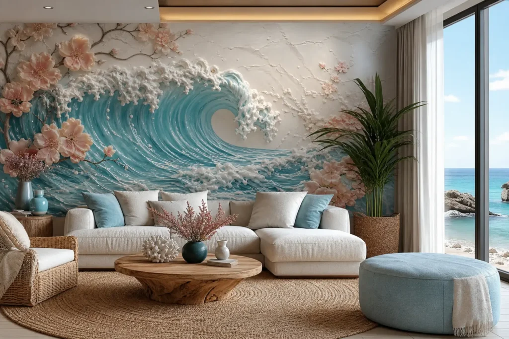 Luxury 3D Ocean Wave Wall Mural Ideas