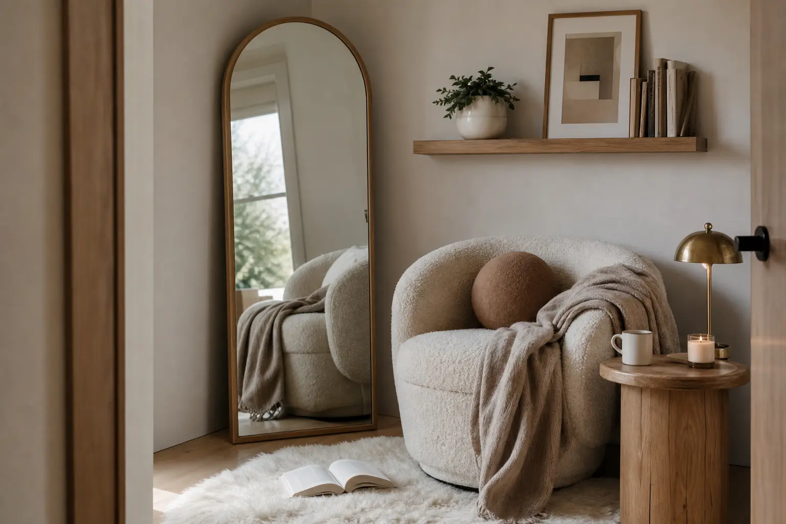 Cozy Reading Nook Ideas with Floor Mirrors