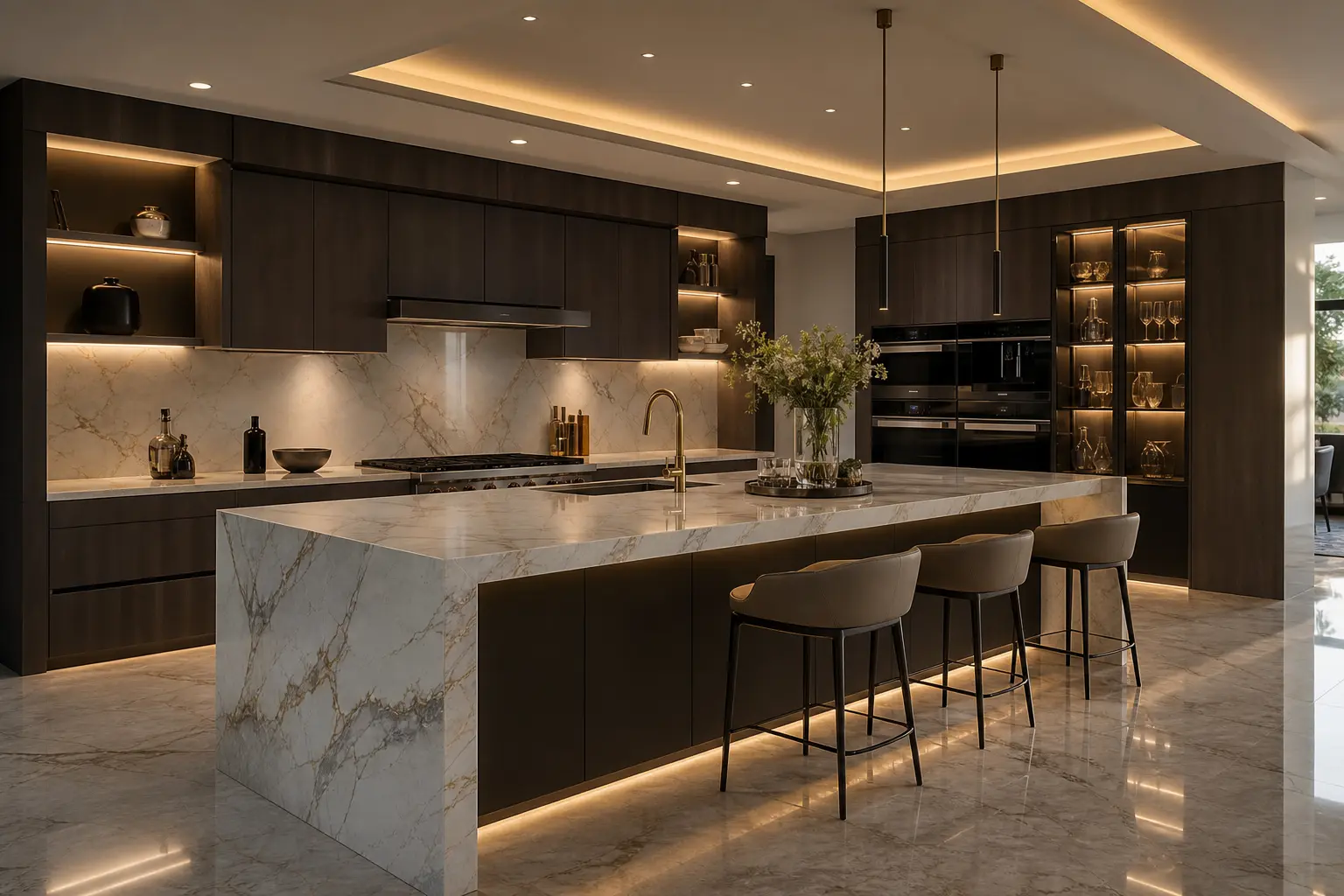 Modern Luxury Kitchen Design Ideas with Marble Islands
