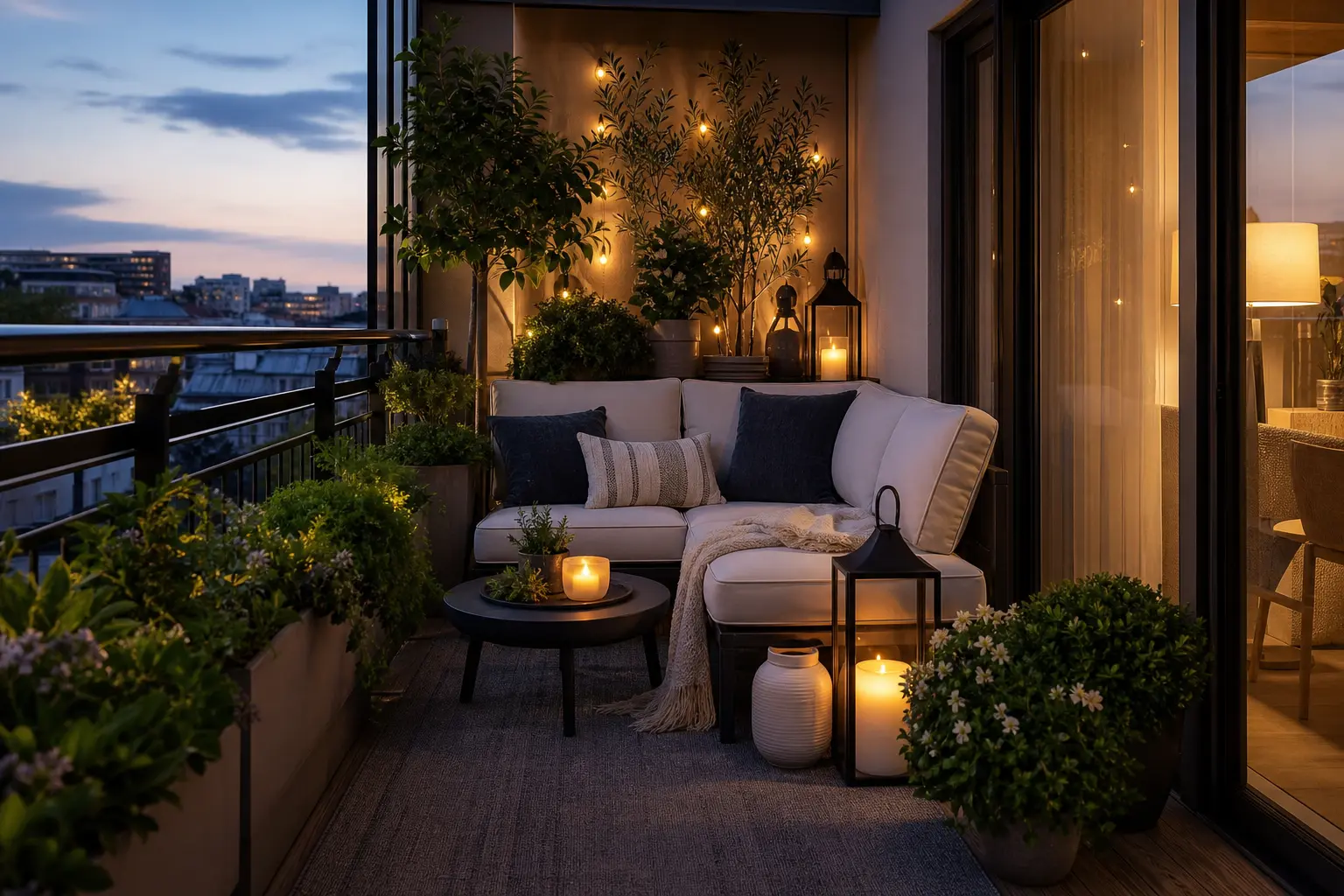 Cozy Small Apartment Balcony Ideas with Outdoor Sofas