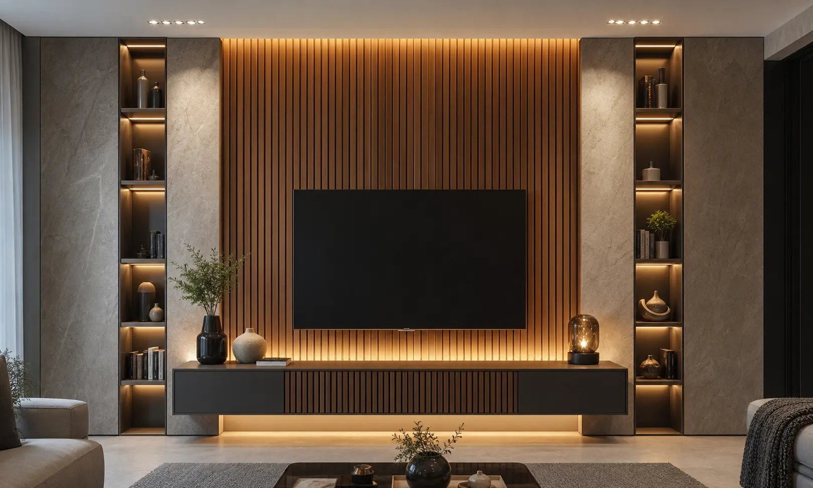 Modern Symmetrical TV Unit Ideas